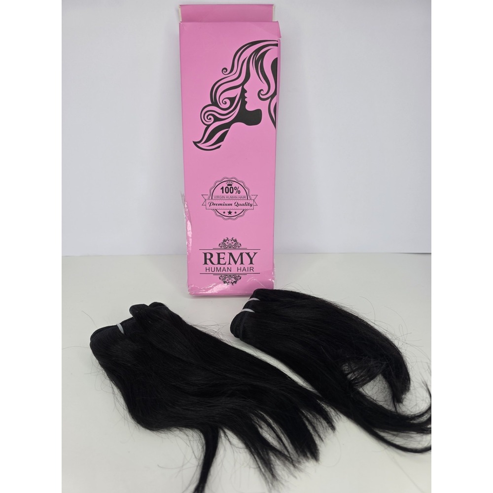 Remy 100% Virgin Human Hair 2 Extensions Liang Diang Style 8 Inches SewIn Black